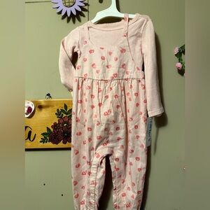 Pink Heart Print Baby Romper